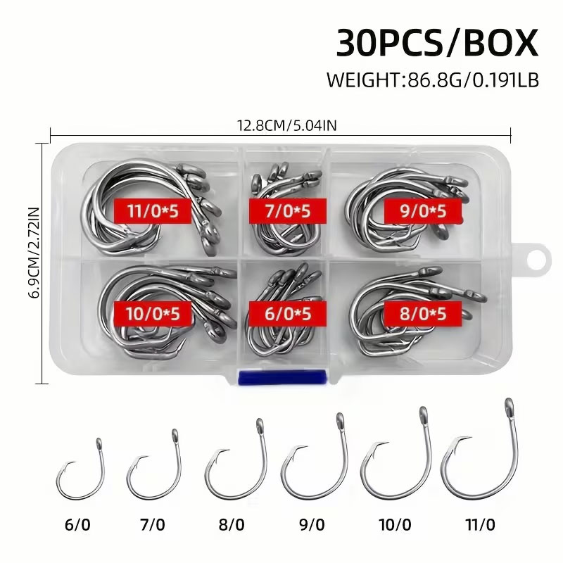 30pcs/box Fishing Hooks Stainl - Fishing Hook Circle 评论和价格