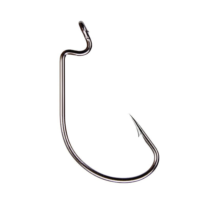 50pcs Wide Worm Hook Carbon St - Fishing Hook Offset 评论和价格