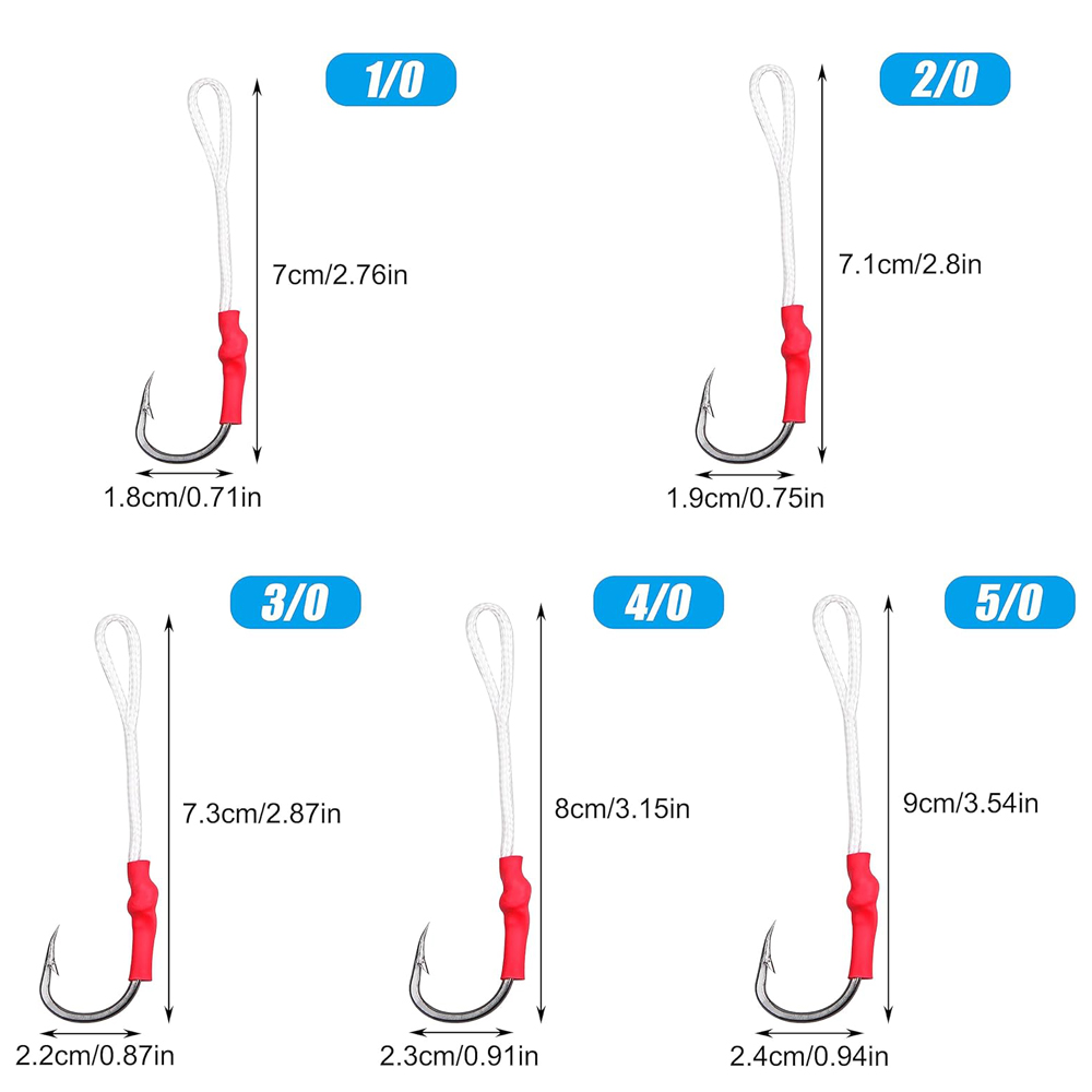 5Pcs 1/0-10/0 Slow jig assist  - Fishing Hook Offset 评论和价格