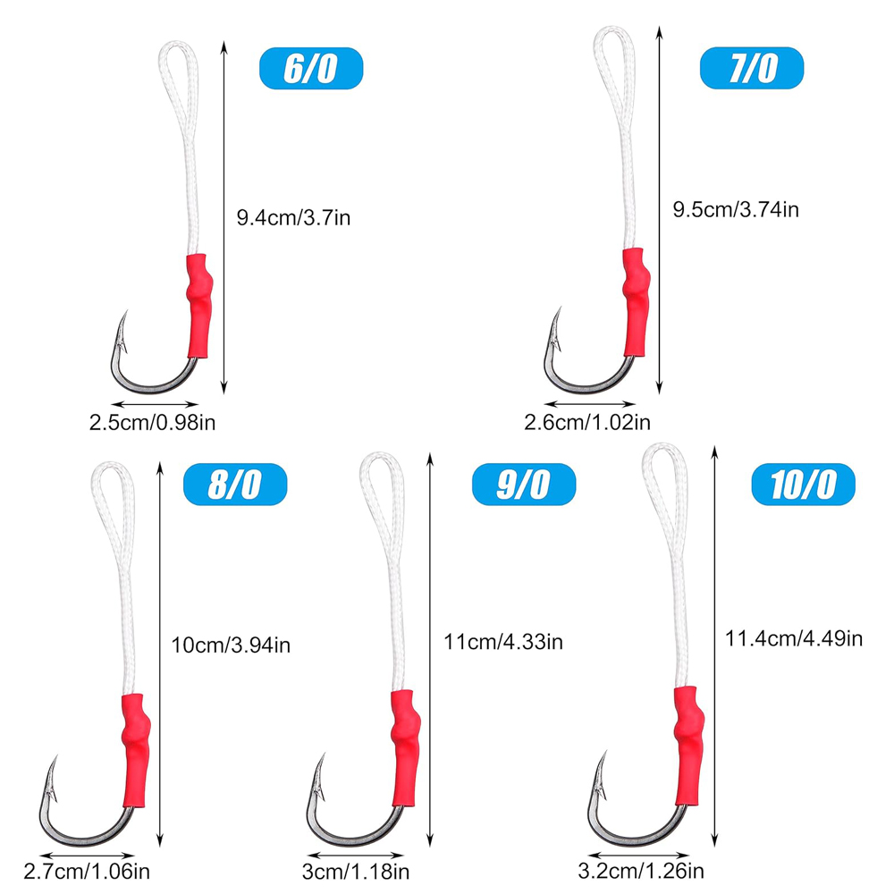 5Pcs 1/0-10/0 Slow jig assist  - Fishing Hook Offset 评论和价格