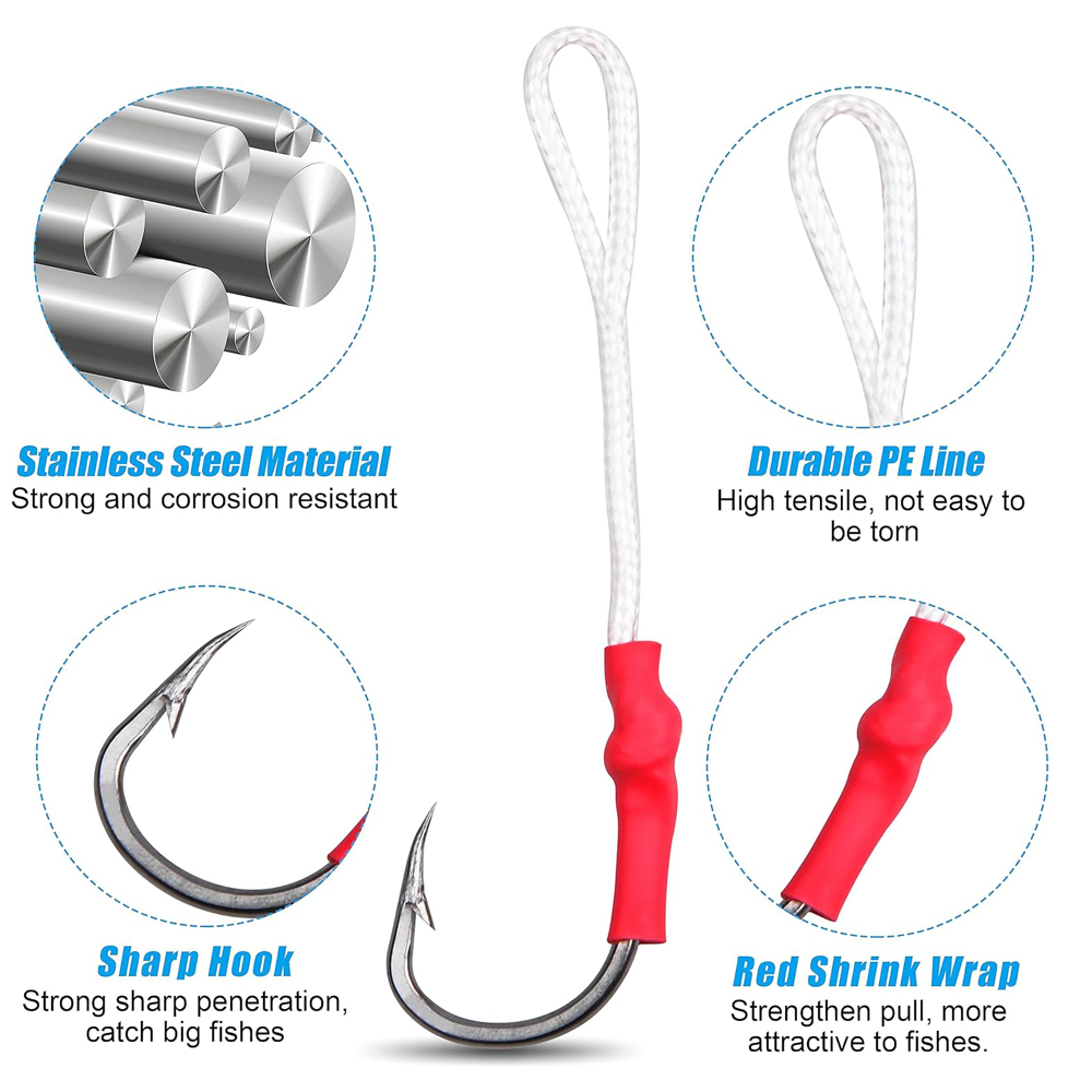 5Pcs 1/0-10/0 Slow jig assist  - Fishing Hook Offset 评论和价格