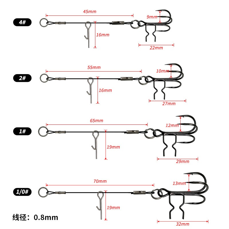 LUREGO 2Pcs Stinger Rig T-Bell - Fishing Hook Weedless 评论和价格