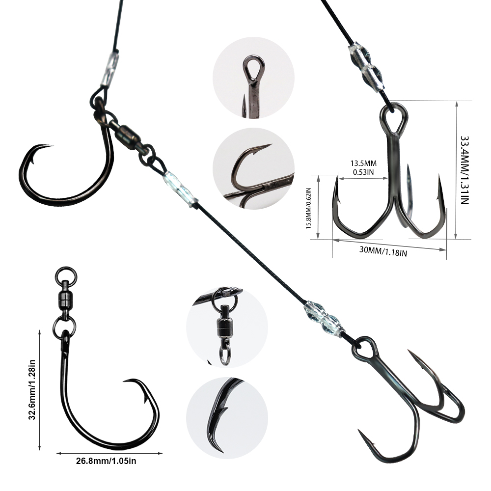 ZYZHE 1/3/5pcs Stinger Rigs Li - Fishing Hook Circle 评论和价格