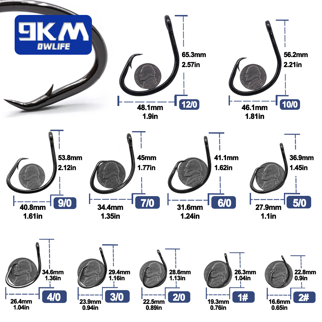 9KM Circle Hooks 25~50Pcs Salt - Fishing Hook Circle 评论和价格