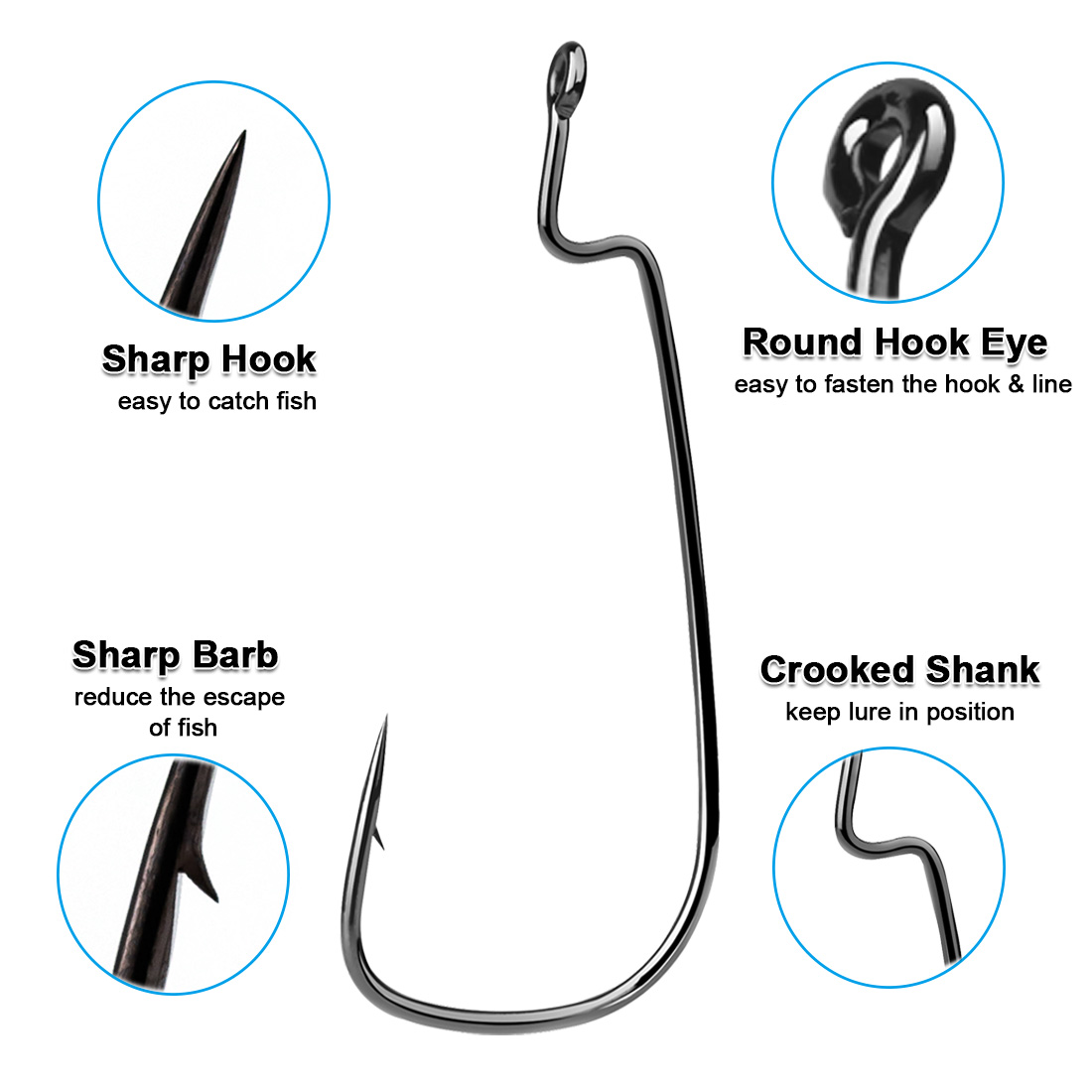 FishTrip 50-100PCS Worm Hook F - Fishing Hook Offset 评论和价格