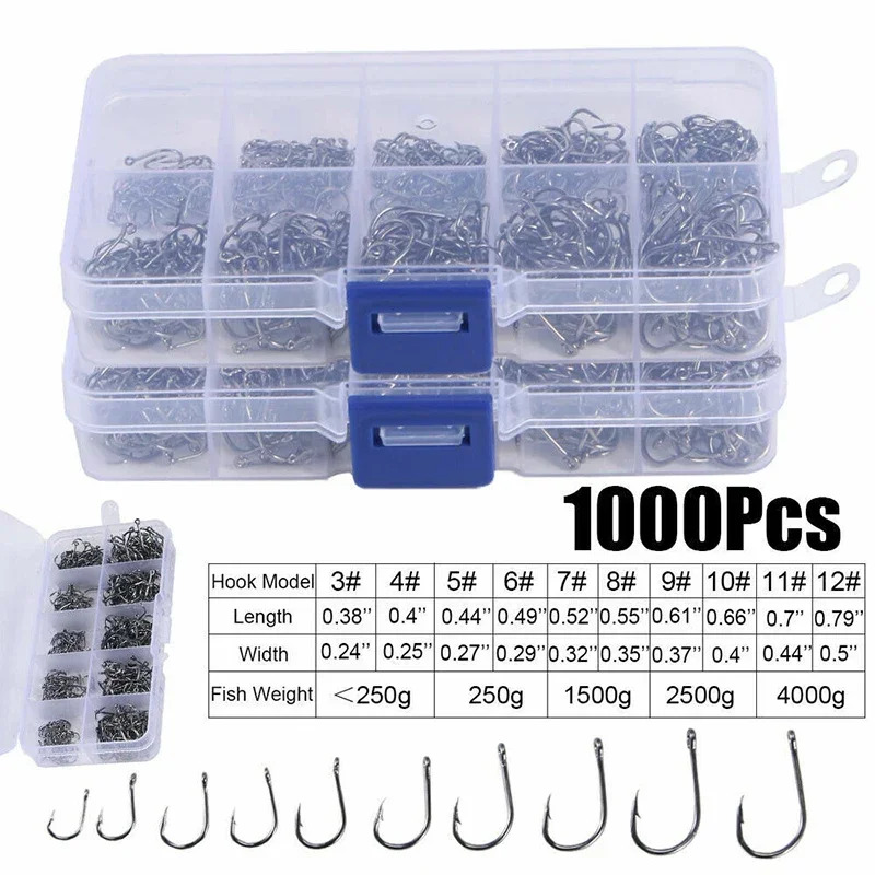 50-1600Pcs/BoxFishing Hooks Ca - Fishing Hook Barbless 评论和价格
