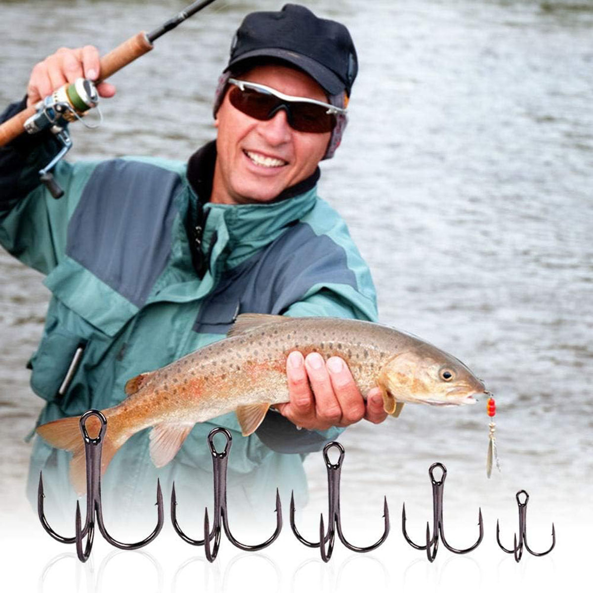 50/100pcs/box Fishing Treble H - Fishing Hook Circle 评论和价格