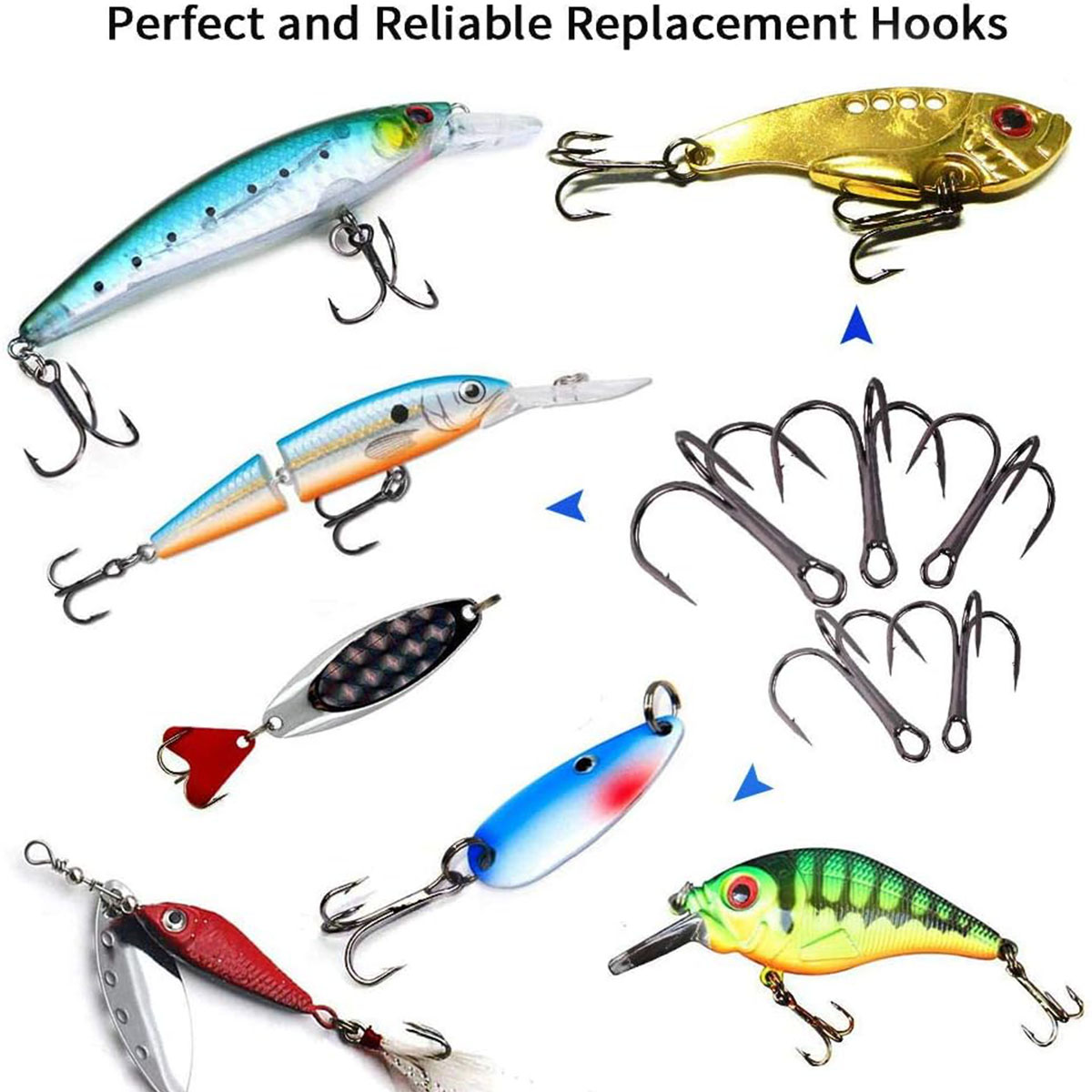 50/100pcs/box Fishing Treble H - Fishing Hook Circle 评论和价格