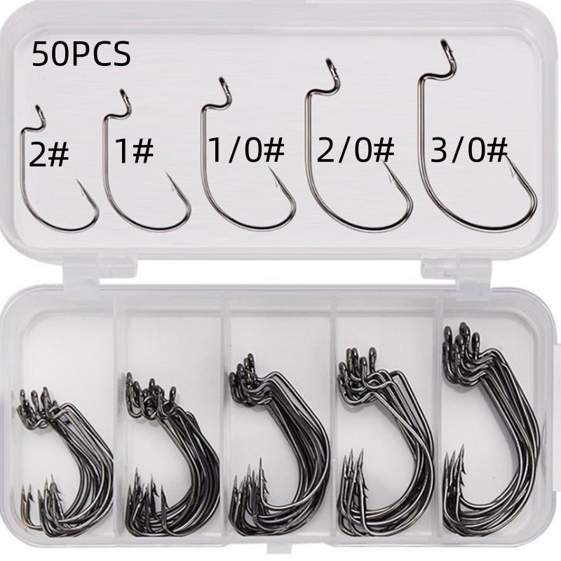 50Pcs/Box High Carbon Steel Fi - Fishing Hook Offset 评论和价格