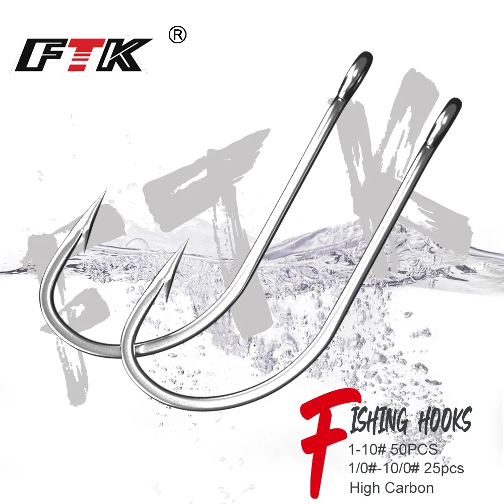 FTK Fishing Hooks 1-10#50PCS 1 - Fishing Hook Offset 评论和价格