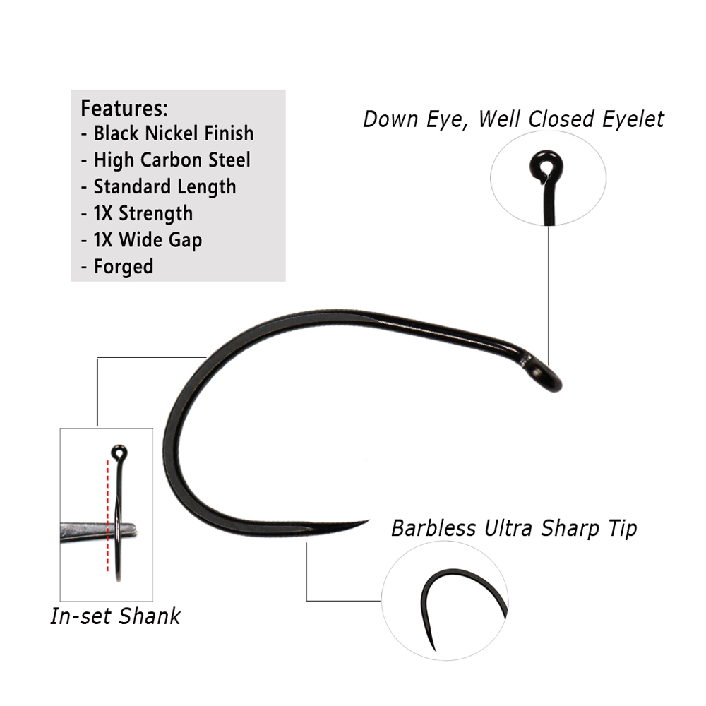 Bimoo 30PCS High Carbon Steel  - Fishing Hook Barbless 评论和价格